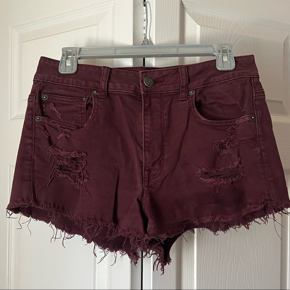 Maroon American Eagle Jean Shorts
